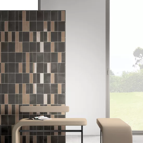 Carrelage Miyako Coffee Gloss 5x15 cm - vue d’ambiance