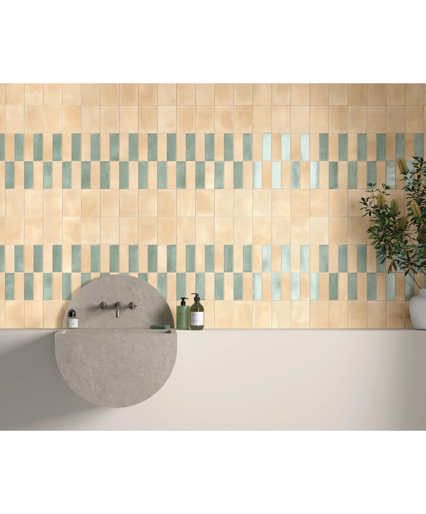 Carrelage Miyako Oil Blue Gloss 5x15 cm - vue d’ambiance 2
