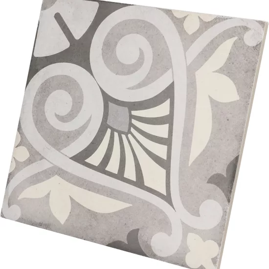 Carrelage Art Nouveau Opera Grey 20x20 cm - vue latérale du carreau