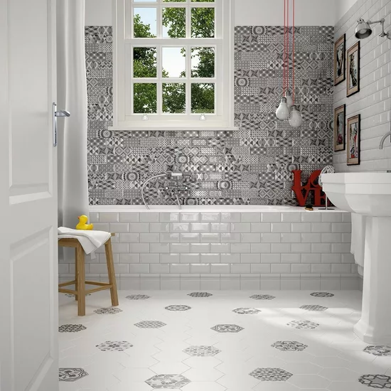 Carrelage Hexatile White Mat 17,5x20 cm - vue d’ambiance 3