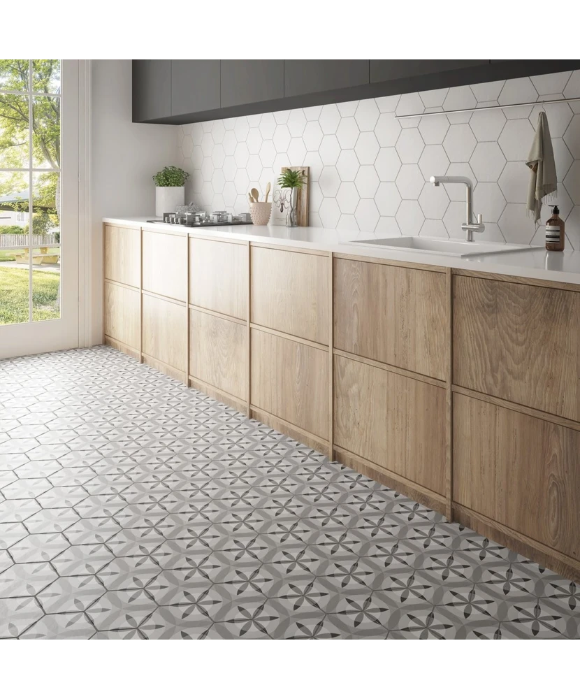 Carrelage Hexatile White Mat 17,5x20 cm - vue d’ambiance 5