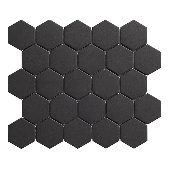 Carrelage Hexagone 5x5 sur trame Carbonio