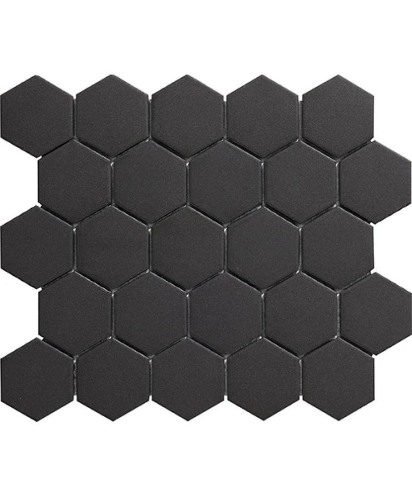 Carrelage Hexagone 5x5 sur trame Carbonio