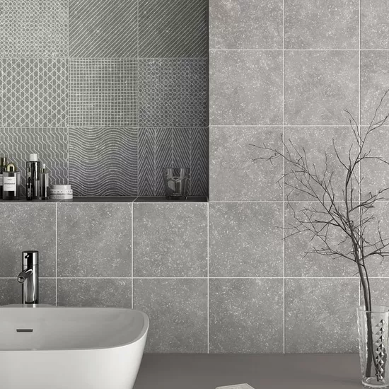 Carrelage Coralstone Gamut Grey 20x20 cm - posé en salle de bain