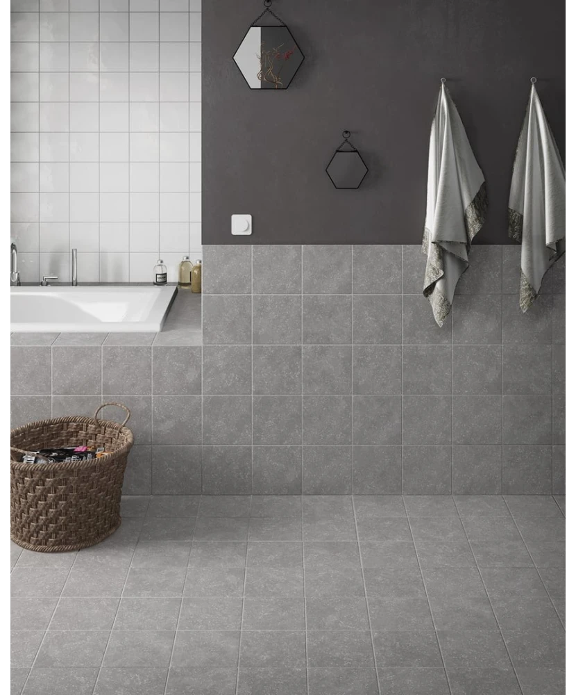 Carrelage Coralstone Grey 20x20 cm - posé en salle de bain