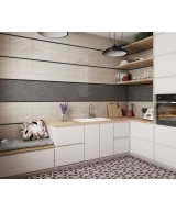 Carrelage Country Gris Claro 13,2x40 cm - posé en cuisine