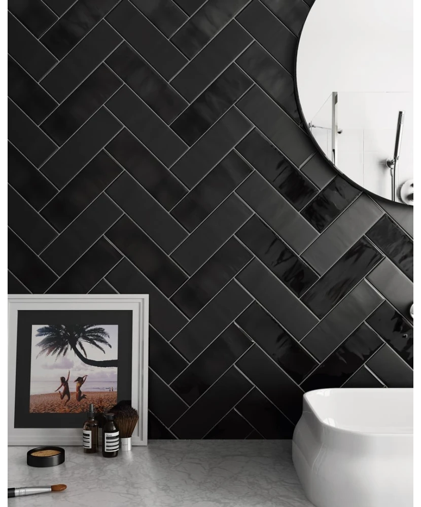 Carrelage Country Anthracite Mat 6,5x20 cm - vue d’ambiance