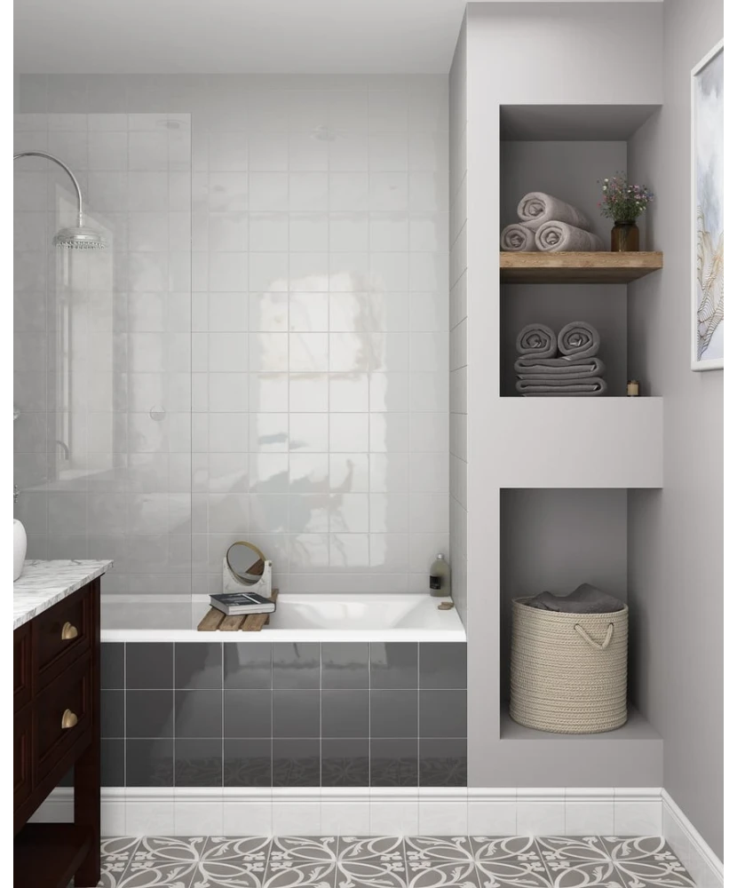 Carrelage Evolution Dark Grey 15x15 cm - posé en salle de bain