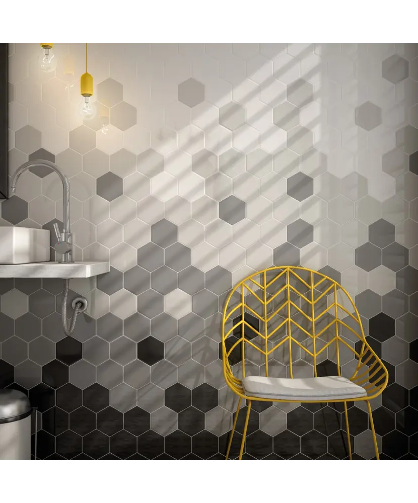 Carrelage Scale Hexagon Black Mat 12,4x10,7 cm