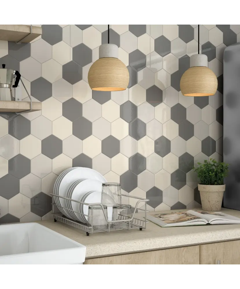 Carrelage Scale Hexagon Light Grey 12,4x10,7 cm - vue d’ambiance 2