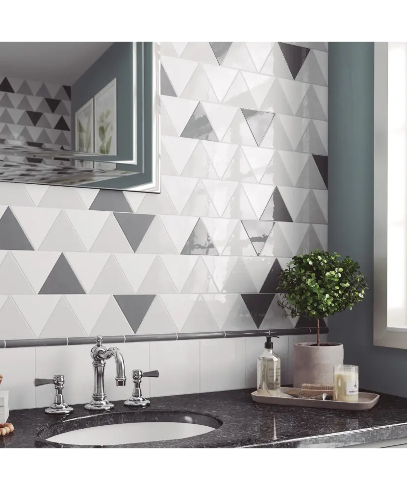 Carrelage Scale Triangolo Light Grey 10,8x12,4 cm - vue d’ambiance